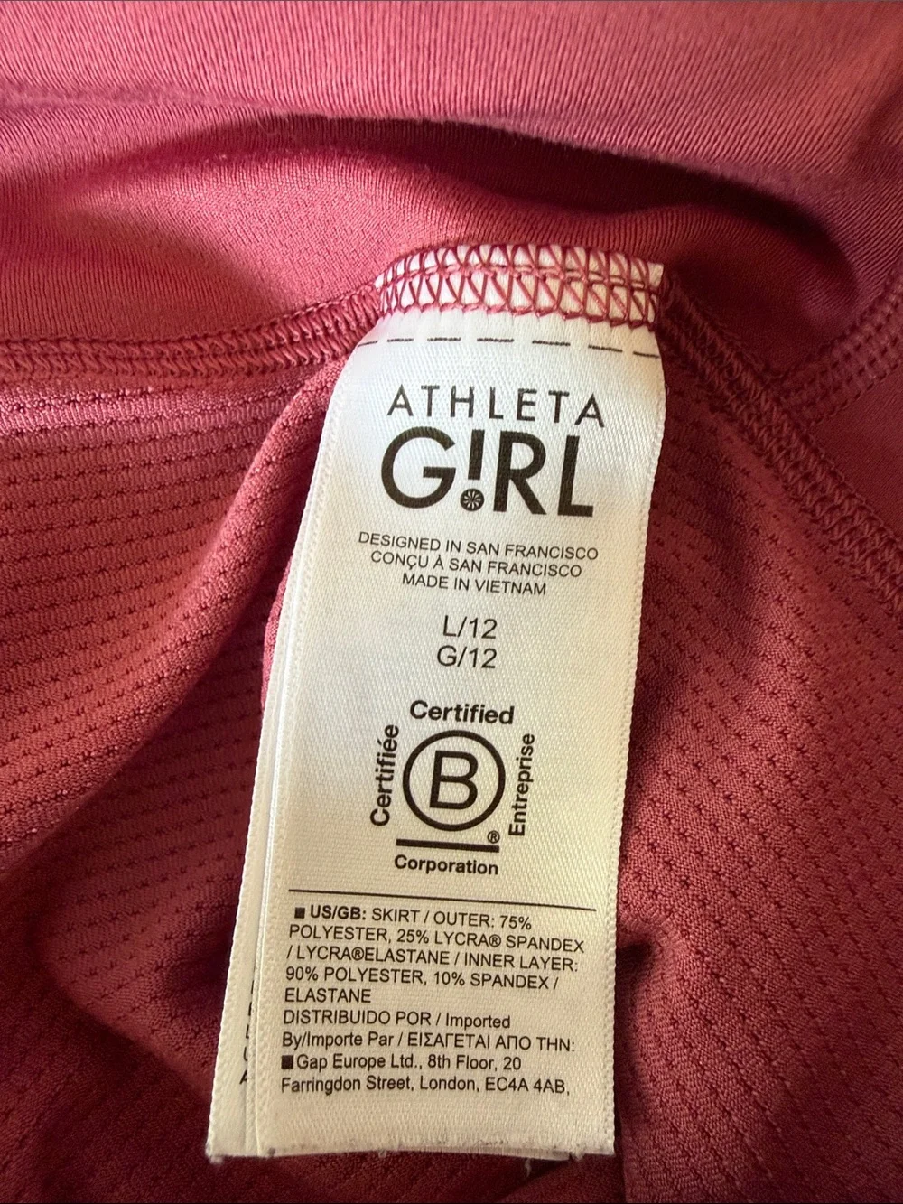 Athleta Girl Goal Getter Skort Jupe Short Size 12